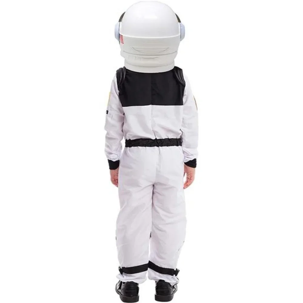 Astronaut Costume with Helmet for Kids, Space Suit Jumpsuits  Dress Up (White)-S